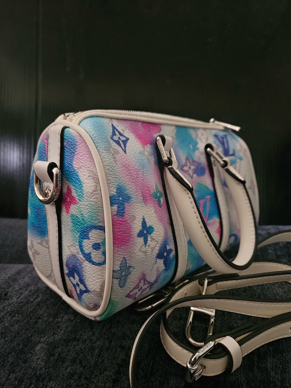Mini Multicolor Watercolor Speedy Bandoulière - White